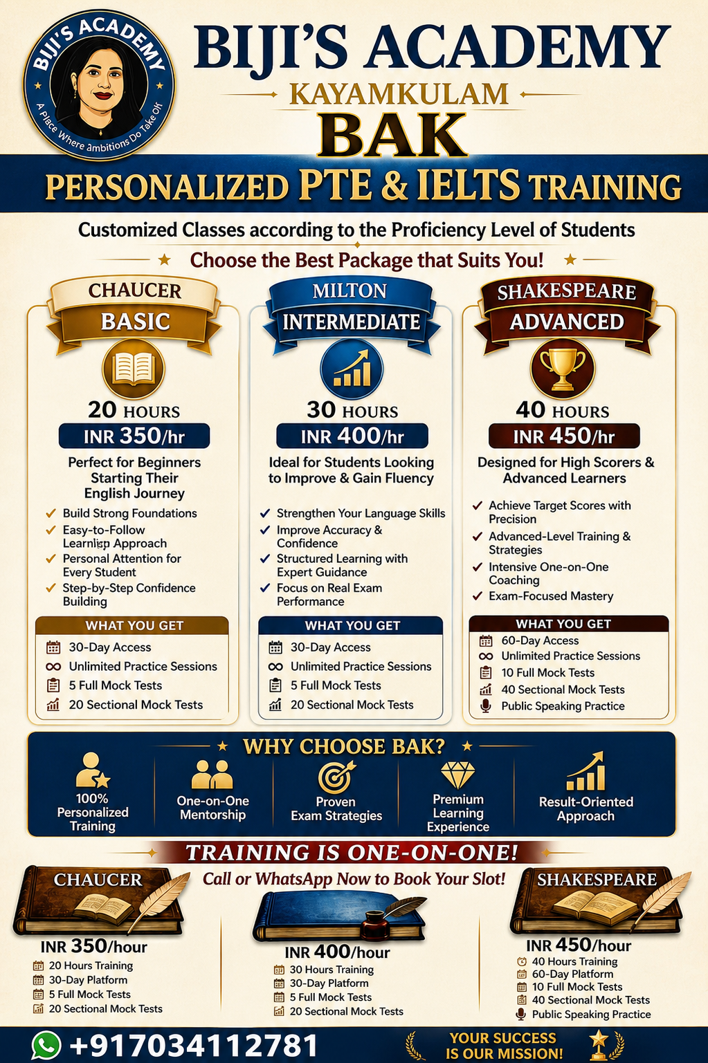 BAK PTE and IELTS promotional poster
